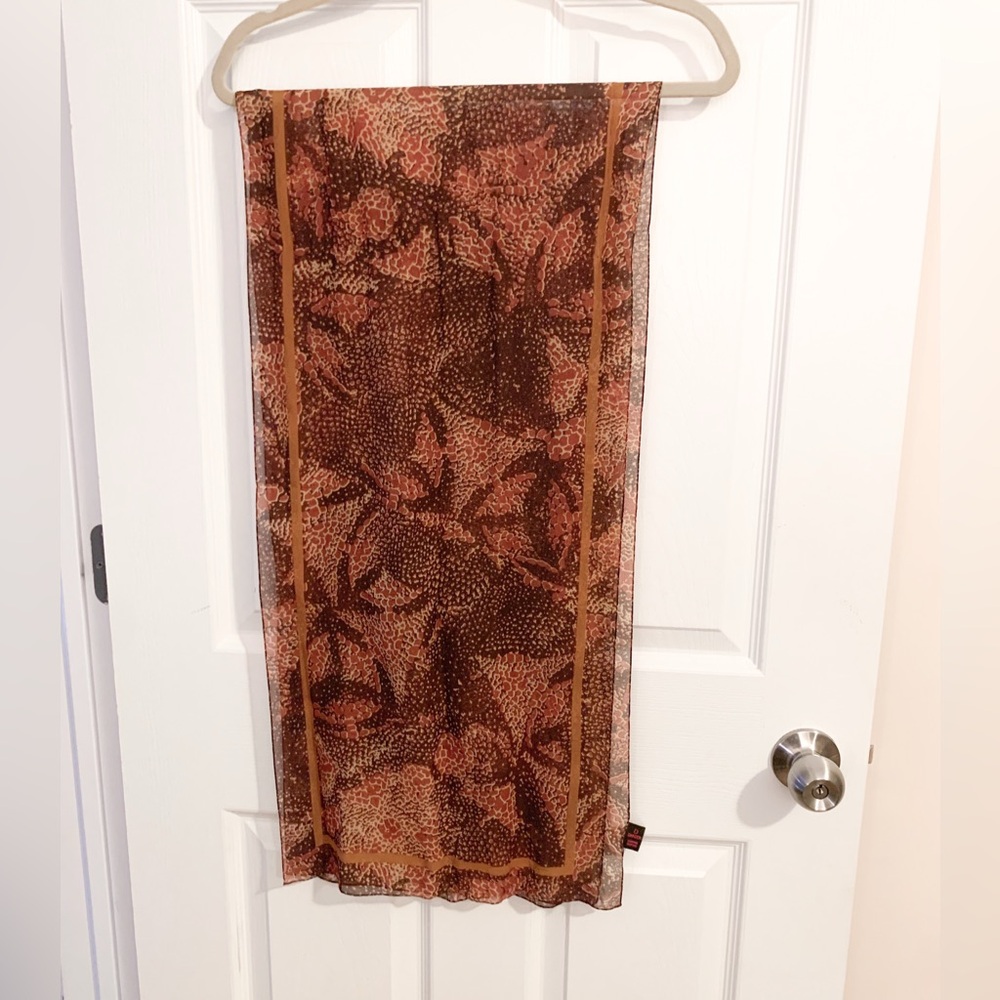 Danier Brown and Tan Patterned Curtain Scarf